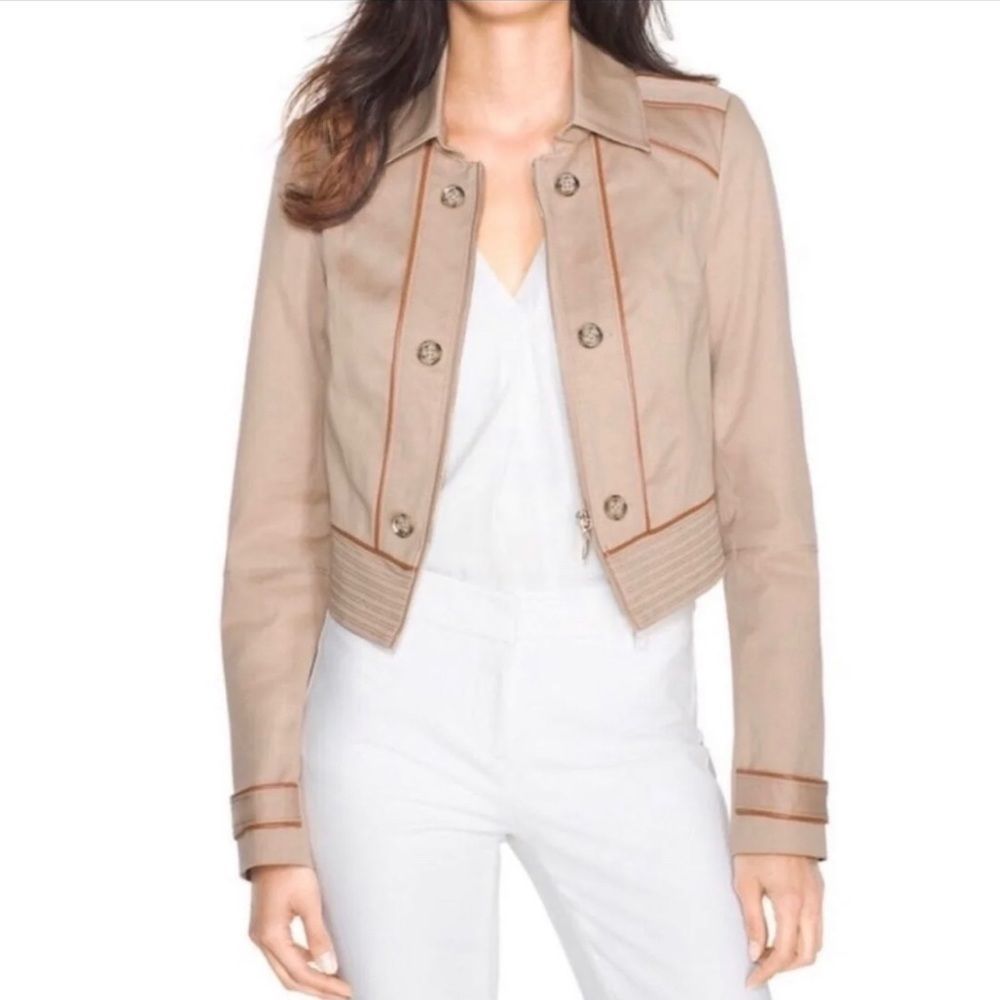 WHBM Military Jacket Cotton Coat Cropped Trench